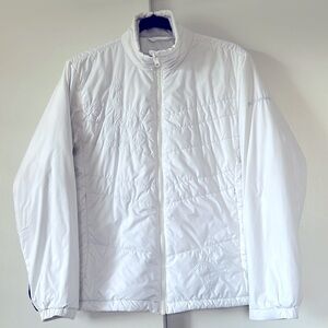 Columbia Vintage Woman’s White with Grey Stitching Fleece lined Jacket Size M